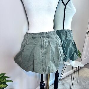 Green Khaki Bubble Mini Skirt